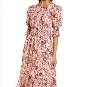 Maggy London Floral Smocked Midi Dress